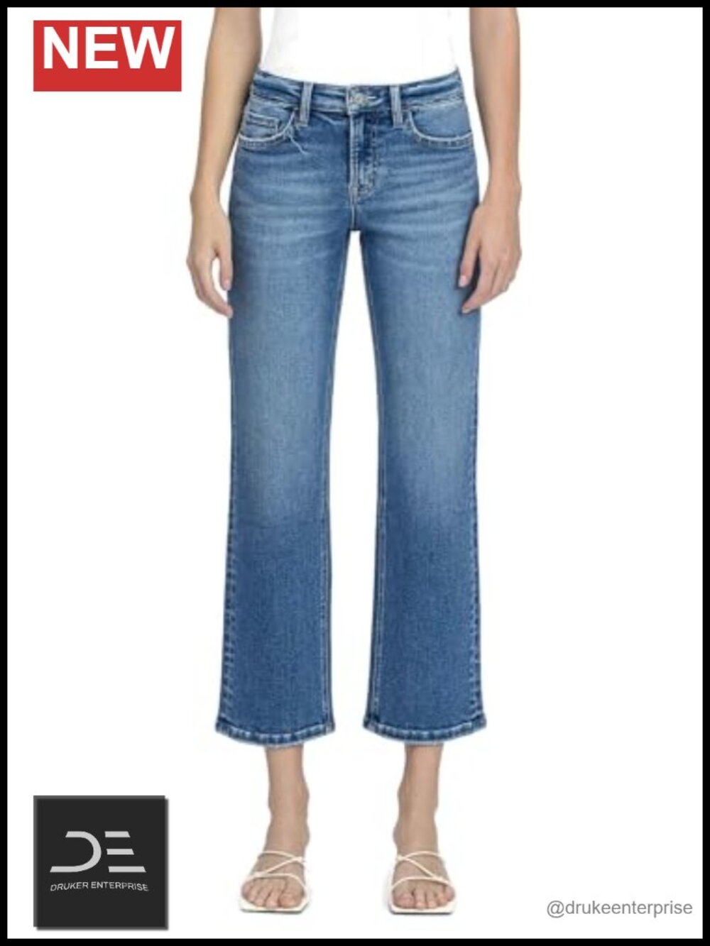 Mid Rise Ankle Straight Jeans Comfort Stretch 93% Cotton 5% Polyester 2% Spandex